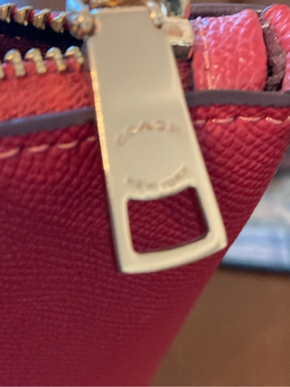Coach Red Leather Structured Tote with Front Zip - Picture 5 of 7